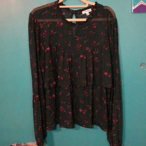 Eyeshadow Hunter Green Sheer XL Blouse